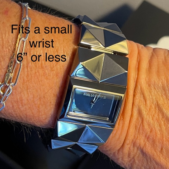 Karl Lagerfeld SS Watch Gunmetal Small 6” or less Pyramid shapes NWT Unisex - Picture 11 of 16